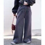 スウェットパンツ ジャージ WEGO/グラフィック刺繍裏起毛ワイドスウェットパンツ レディース