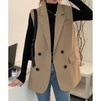 ベスト ジレ テーラードロングジレ ベスト レディース