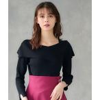 ニット セーター クロスアシメオフショル7分袖ニットプルオーバー レディース