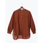 ブラウス シャツ メタルボタンバンドカラーシャツ レディース