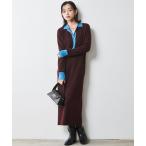 ワンピース ポロ衿ニットロングワンピース 「大きいサイズ有」シックスタイル