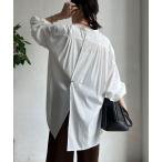 ブラウス シャツ 「完売カラー再販開始！」GOLDボタンバックデザインシャツ レディース