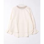 ブラウス シャツ 衿リブ使い袖フレアーブラウス レディース