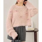 ニット セーター 「新色追加！」シャギーシアーリボンニット レディース
