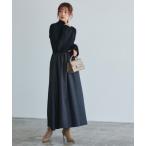 ワンピース タートルネックフレアスリーブドッキングワンピース