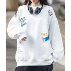  футболка тренировочный [a-r][RedCapGirl/ Red Kap девушка ] обратная сторона ворсистый общий рисунок принт & вышивка вырез лодочкой большой тренировочный 