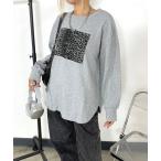 tシャツ フロントヒョウ柄ロンT レディース