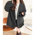 ジャケット テーラードジャケット ONもOFFもキマる。こなれ感漂うフェイクウール素材ダブルテーラードジャケット レディース