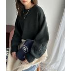 ニット セーター ぽわん袖が心をつかむ！コードフラワー使いクロップド丈ジャカードニット レディース