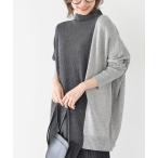 チュニック 編地切替バイカラーニットチュニック