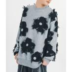 ショッピングフリンジ セーター ニット 「RE730」フリンジフラワー / オーバーサイズ ルーズセーター メンズ レディース