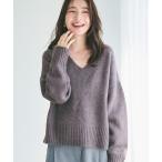 ニット セーター ふあふあヤク風 Vネックニットトップス レディース