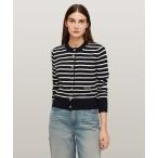 ショッピングHILFIGER カーディガン ミニストライプコットンクルーネックカーディガン レディース