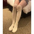 靴下 2way シースルー 切り替え リブ ニーハイソックス レディース