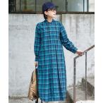 シャツワンピース サニークラウズ　ターコイズなチェックワンピース「レディース」