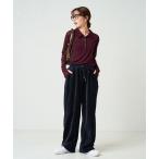 パンツ 限定展開　カット ベロア ライン ワイドパンツ レディース