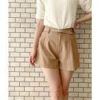 パンツ 「美脚×脚長シルエット」レディース 共ベルト付き タックショートパンツ ハイウエスト 春夏秋 レディース