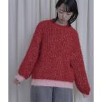 ニット セーター 配色ラメシャギーニット レディース