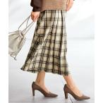 スカート ウール調チェック柄タックデザインスカート
