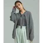 カーディガン 「CLASSY.11月号掲載/洗える」ラクーンブレンドダブルフェイス ニットカーディガン レディース