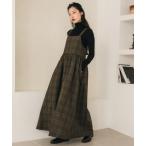 ジャンパースカート 「original」バックリボンジャンパースカート / ロング丈 チェック 無地 韓国 カジュアル ジャンスカ エプロンワンピース