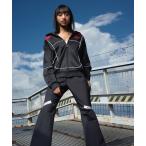 パンツ 「Kappa」AUTHENTIC フレアパンツ バンダロゴ スポーツミックス ウインドパンツ レディース