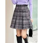  брюки мохнатый проверка box плиссировать Mini ska хлеб женский 