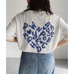 tシャツ ハートロゴ発砲プリントTシャツ レディース
