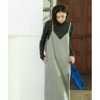 ワンピース ウールライクVネックジャンパースカート「洗濯機洗い可」