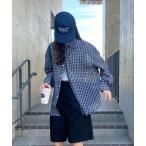 ブラウス シャツ チェックルーズシャツ(kiharu select) / チェックシャツ シアーシャツ シアートップス シースルー メンズライク 長袖