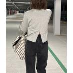 tシャツ バックスリットロンT (chiica select) / シンプル 無地 ショート丈 クロップド丈 長袖 バックデザイン レディース