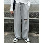 スウェットパンツ ジャージ カットオフスウェットパンツ(chiica select) / ダメージスウェット ワイドパンツ ダメージパンツ レディース