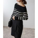 ニット セーター オフショルボーダーニット レディース