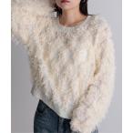 ショッピングフリンジ ニット セーター フリンジデザインショートニット レディース