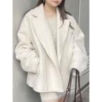 ブルゾン アウター ループニードルライダースジャケットコート レディース