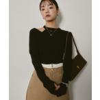 ニット セーター カットアウトリブニットトップス レディース