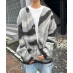 カーディガン HOUSTON / MOHAIR TOUCH CARDIGAN (MARBLE) マーブル柄 モヘアタッチ 起毛 ニット カーディガン/