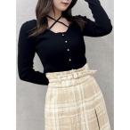 ニット セーター カーデタイトレイヤードリボントップス レディース