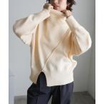 ショッピングハイネック ニット セーター スラッシュリンキングタートルニットトップス レディース