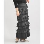 スカート 「洗える」フリルニットスカート