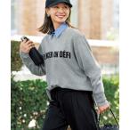 ショッピングスポンジ ニット セーター スポンジニット ロゴジャガード レディース