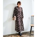 ワンピース ドット×フラワーサテンワンピース