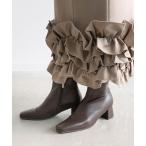 ブーツ 晴雨兼用 スクエアトゥミドルヒールショートブーツ レディース