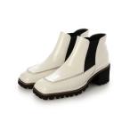 ブーツ ワイドスクエアトゥタンクソールショートブーツ レディース