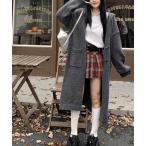 カーディガン フード付きニットロングカーディガン レディース