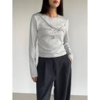 tシャツ モダール混ツイストリボンロンT レディース