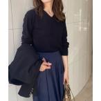 ショッピングニット ニット セーター 洗えるふんわりVネックカシミヤタッチニット レディース