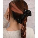 ヘアクリップ 「float」リボン×ミニパール バナナクリップ