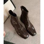 ブーツ サイドジップ低ヒールショートブーツ レディース