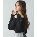 ニット セーター ワンショル肩リボンニット レディース